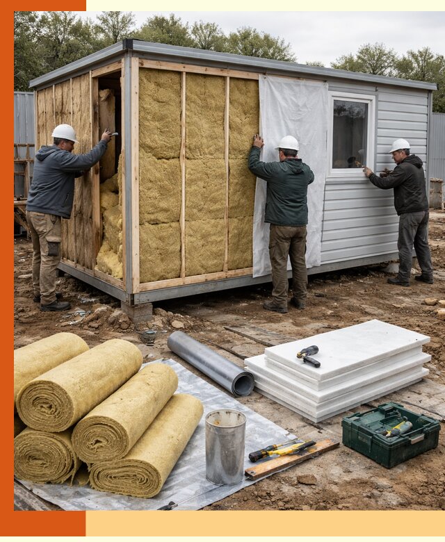 Утепление строительной бытовки под ключ в Заинске для любых условий